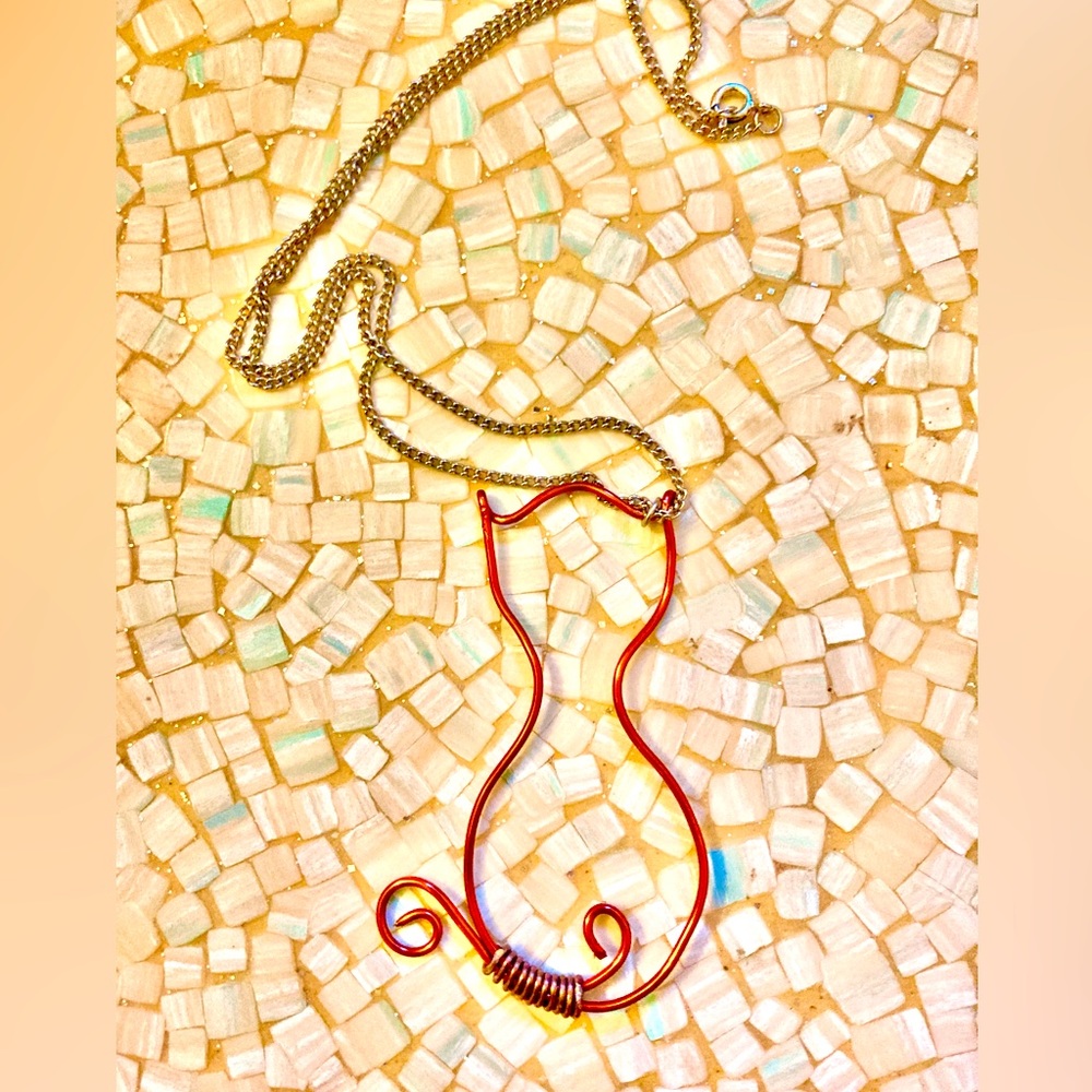 2 for $15 Fun artsy wire cat necklace